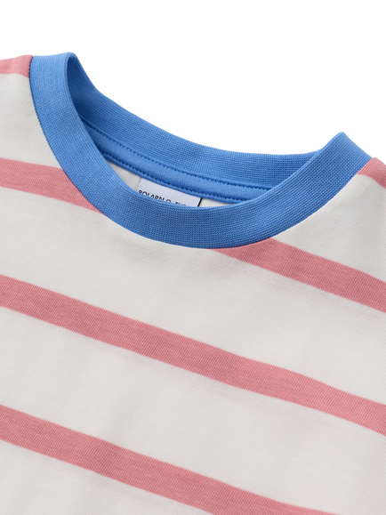 Polarn O. Pyret Kids' Cotton Jersey Stripe Long Sleeve Top, Brandied Apricot - view 2, Brandied Apricot