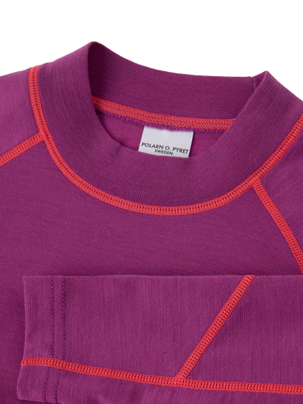 Polarn O. Pyret Kids' Wool Blend Long John Top, Purple - view 2, Purple
