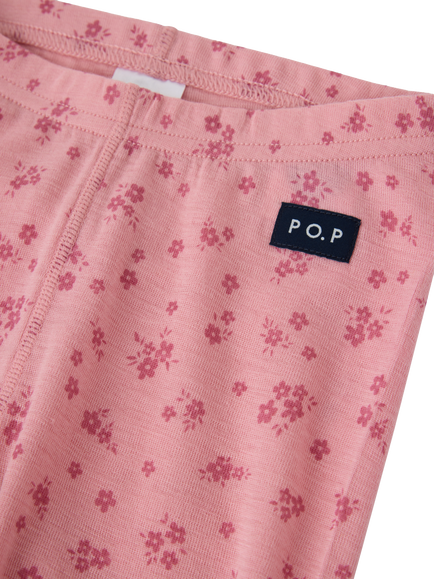 Polarn O. Pyret Kids' Pure Wool Floral Trousers, Rose Elegance Pink - view 2, Rose Elegance Pink