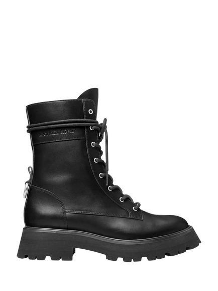 Michael Kors Caleb Leather Combat Boots, Black, Black