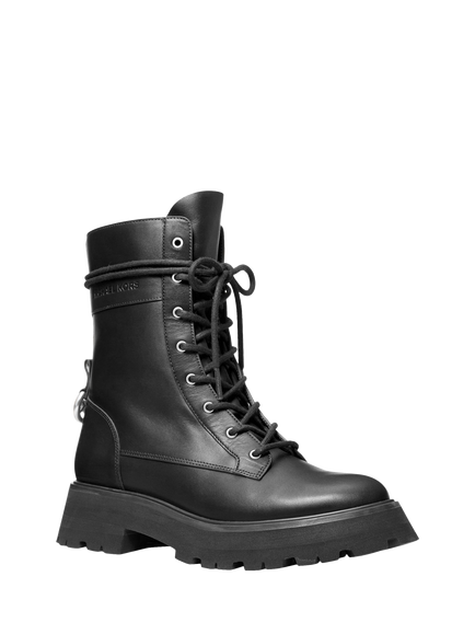 Michael Kors Caleb Leather Combat Boots, Black - view 2, Black
