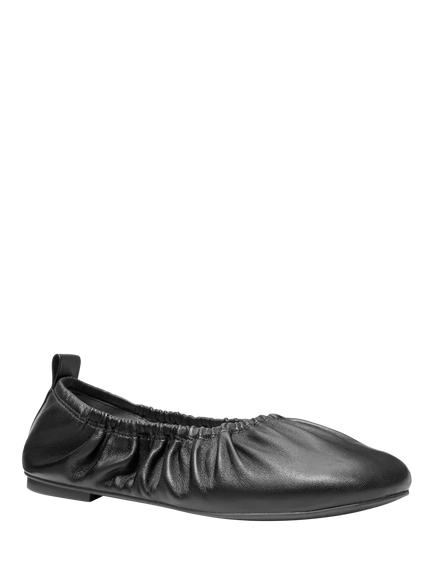 Michael Kors Bri Ruched Leather Ballerina Pumps, Black - view 2, Black
