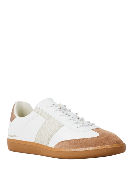 Michael Kors Jovie Leather Lace-Up Trainers, Optic White - view 2, Optic White