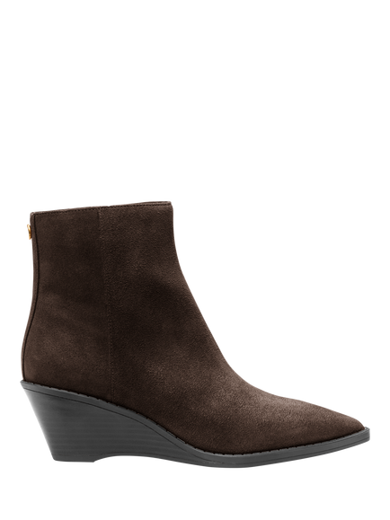 Michael Kors Austin Suede Wedge Heel Ankle Boots, Chocolate, Chocolate
