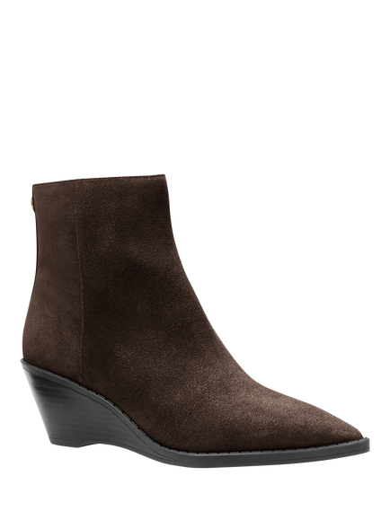 Michael Kors Austin Suede Wedge Heel Ankle Boots, Chocolate - view 2, Chocolate