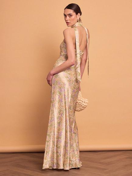Maids to Measure Sadie Floral Maxi Dress, Green Floral - view 2, Green Floral