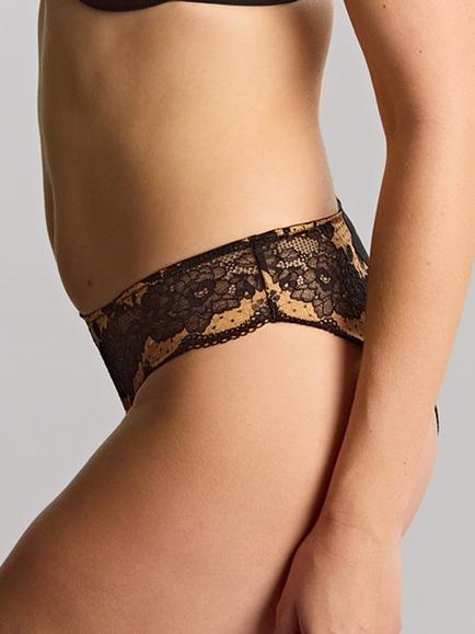 Panache Clara Brazilian Knickers, Black/Vintage Gold - view 2, Black/Vintage Gold