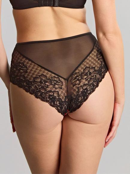 Panache Envy High Waist Knickers, Black Rose - view 2, Black Rose