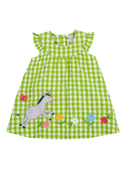 Frugi Baby Myrtle Gingham Dress, Green/Multi, Green/Multi