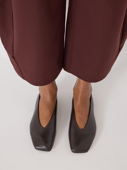 HUSH Asymmetric Leather Ballerina Pumps, Dark Brown - view 2, Dark Brown