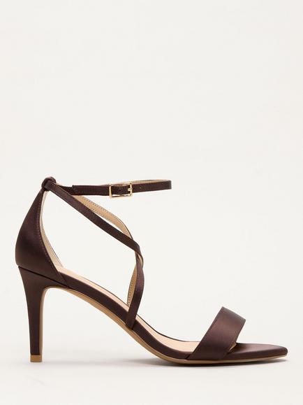 Phase Eight Satin Strappy Heeled Sandals, Brown, Brown
