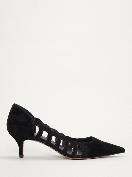 Phase Eight Cut Out Suede Court Shoes, Black, Black