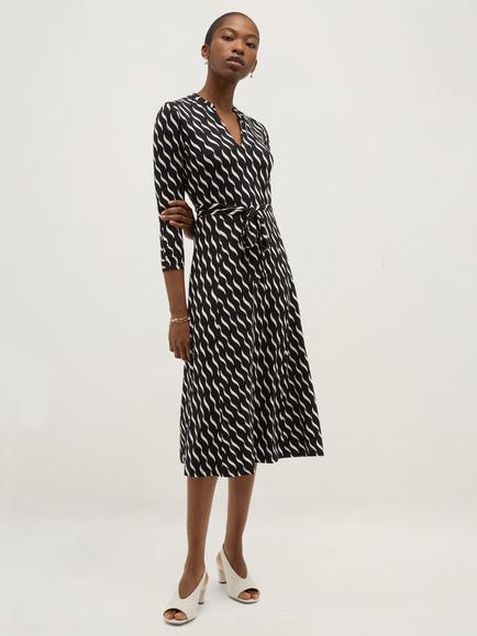 Hobbs Petite Theodora Geo Print Jersey Dress, Blue, Blue