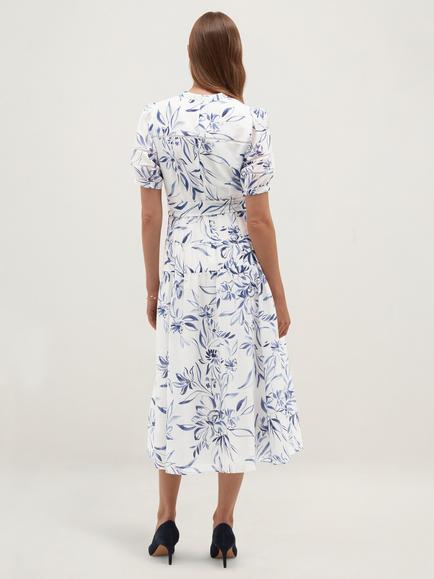 Hobbs Annabella Floral V-Neck Dress, Ivory - view 2, Ivory