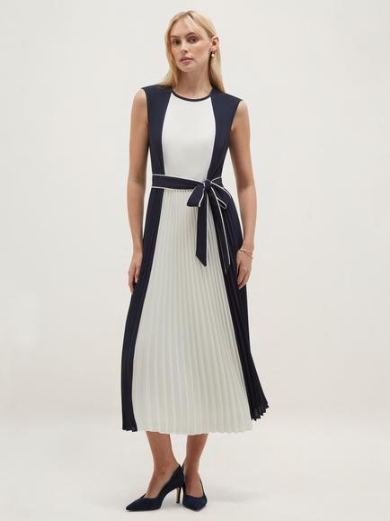 Hobbs Hattie Pleated Midi Dress, Blue, Blue