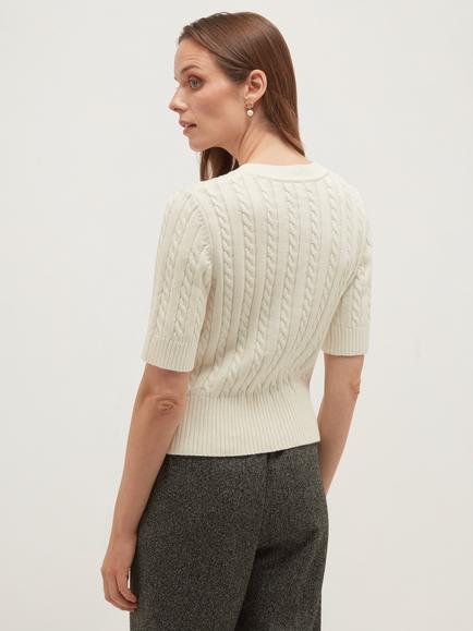 Hobbs Losie Cable Knit Cardigan, Cream - view 2, Cream