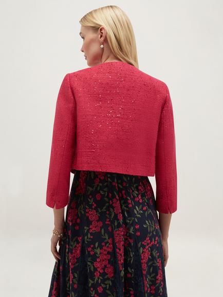 Hobbs Prisha Sequinned Tweed Jacket, Pink - view 2, Pink
