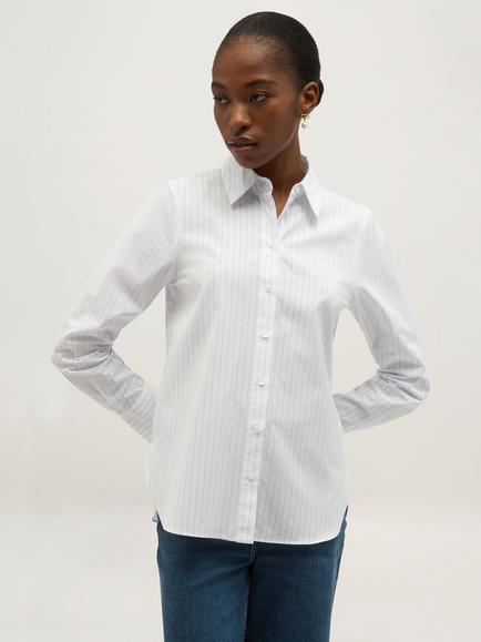 Hobbs Kora Striped Long Sleeve Shirt, Blue, Blue