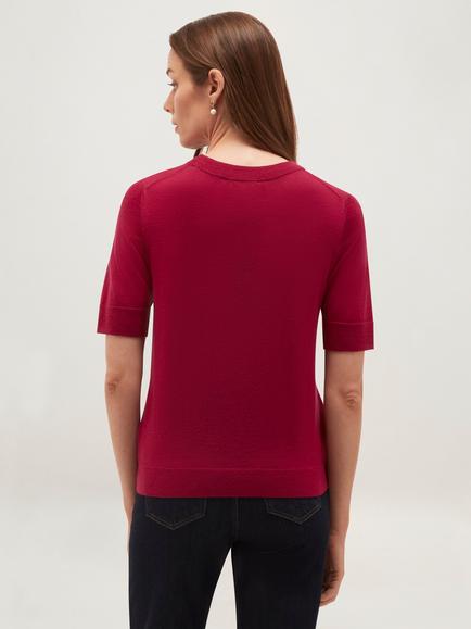 Hobbs Winnie Knitted Short Sleeve Merino Wool Top, Calla Pink - view 2, Calla Pink