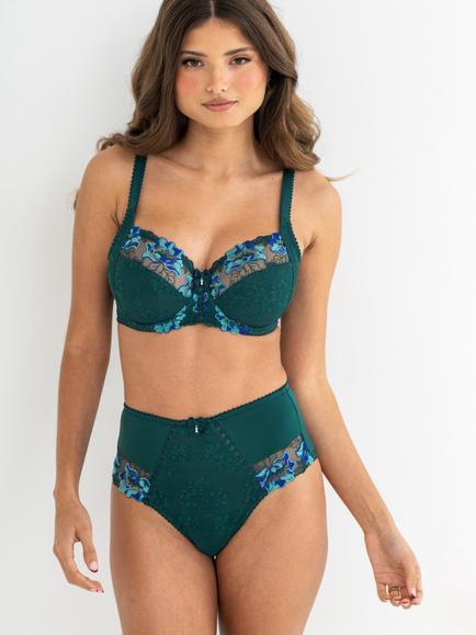 Pour Moi Sofia Lace Embroidered High Waist Knickers, Forest/Blue, Forest/Blue