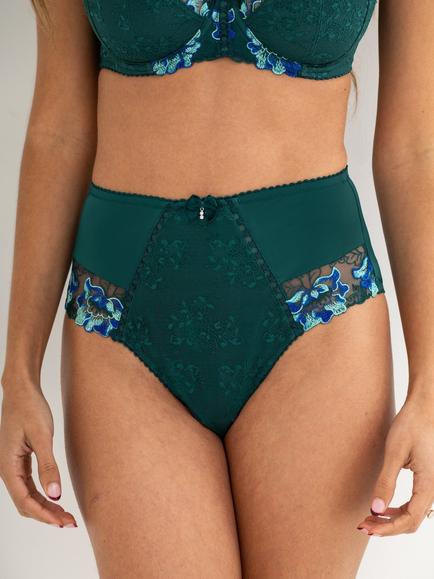 Pour Moi Sofia Lace Embroidered High Waist Knickers, Forest/Blue - view 2, Forest/Blue