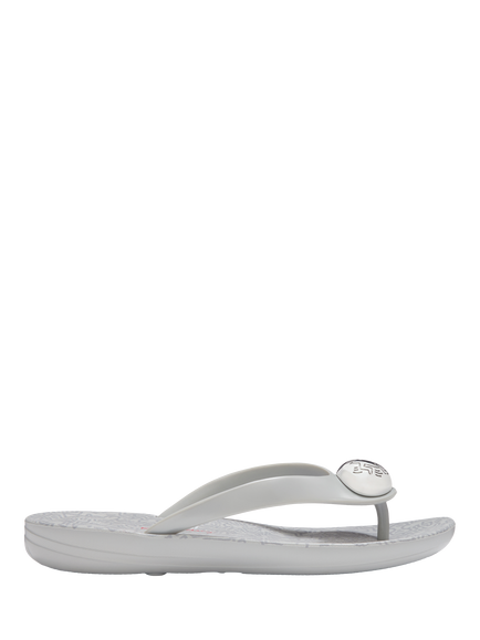 FitFlop x Keith Haring iQushion Button Flip Flops, Metallic Silver