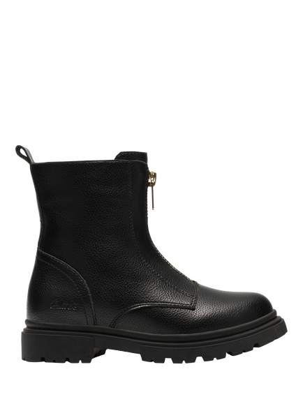 Clarks Kids' Zariah Front Zip K Chunky Boots, Black, Black