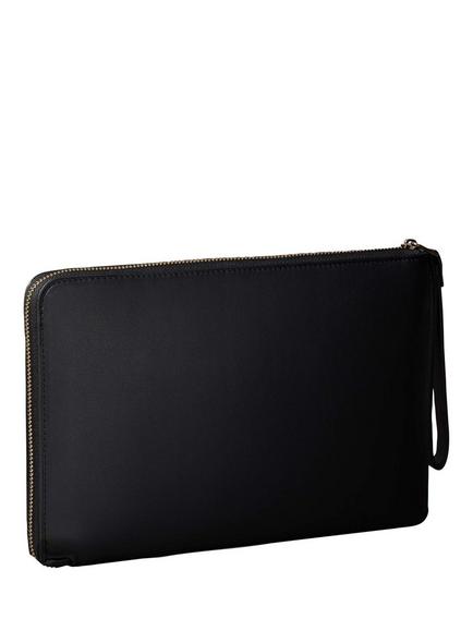 Calvin Klein Monogram Leather Pouch, Black - view 2, Black