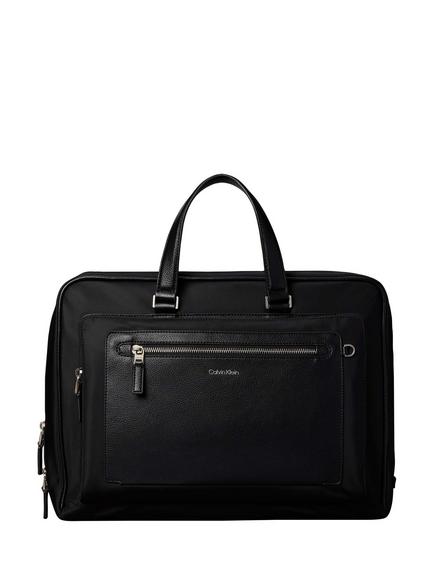 Calvin Klein Raised Logo Slim Commuter Bag, Black, Black