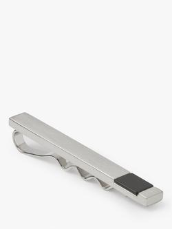 Simon Carter Onyx Brushed Tie Slide, Silver/Black