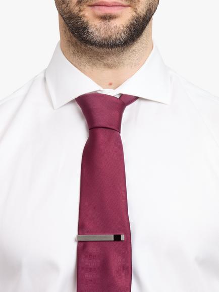 Simon Carter Onyx Brushed Tie Slide - view 2, Silver/Black