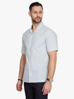 Simon Carter Woven Dobby Shirt, Cream/Blue, Cream/Blue