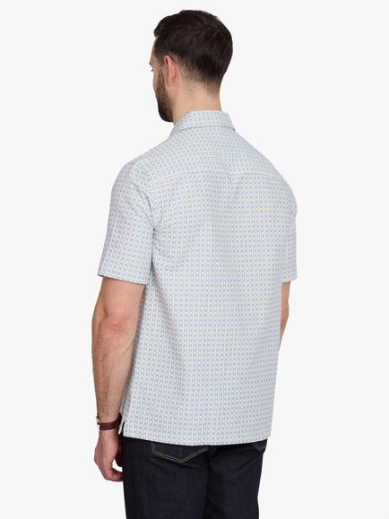 Simon Carter Woven Dobby Shirt, Cream/Blue - view 2, Cream/Blue