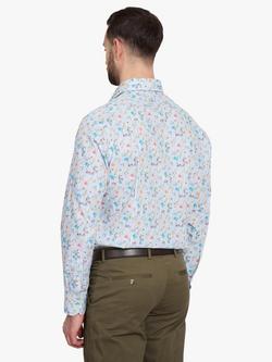 Simon Carter Floral Stripe Cotton Shirt, Blue Multi - view 2, Blue Multi