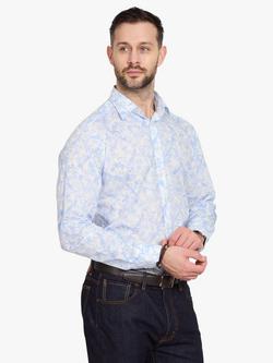 Simon Carter Tropical Toile Cotton Shirt, Blue/Multi, Blue Multi