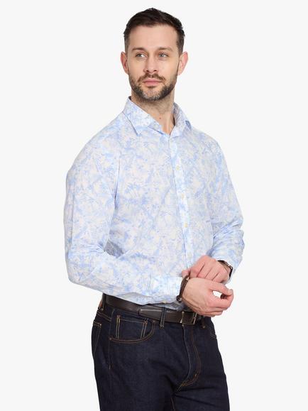 Simon Carter Tropical Toile Cotton Shirt, Blue/Multi, Blue Multi