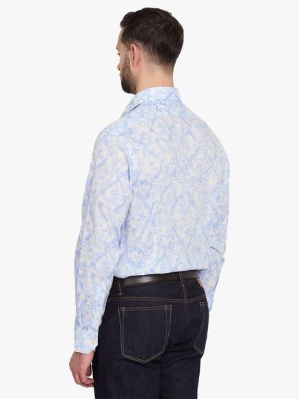 Simon Carter Tropical Toile Cotton Shirt, Blue/Multi - view 2, Blue Multi