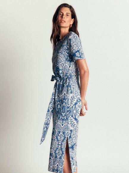 Boden Cary Cotton Floral Midi Dress, Lyons Blue - view 2, Lyons Blue