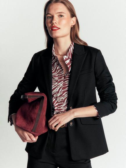 Boden Stamford Ponte Blazer containing LENZING™ ECOVERO™ Viscose, Black, Black