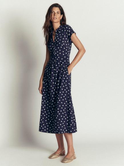 Boden Fae Jersey Midi Shirt Dress containing TENCEL™ Modal, Navy, Navy