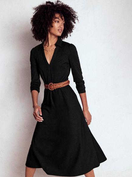 Boden Imogen Collared Shirt Dress, Black, Black