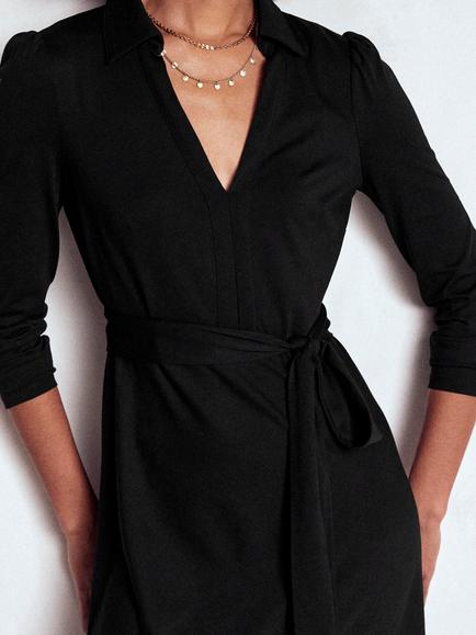 Boden Imogen Collared Shirt Dress, Black - view 2, Black