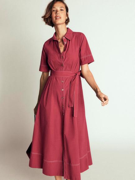 Boden Sarah Cotton Shirt Dress, Rich Chestnut, Rich Chestnut