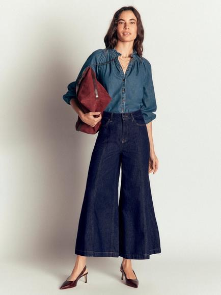 Boden Denim Wide Leg Culottes, Indigo, Indigo