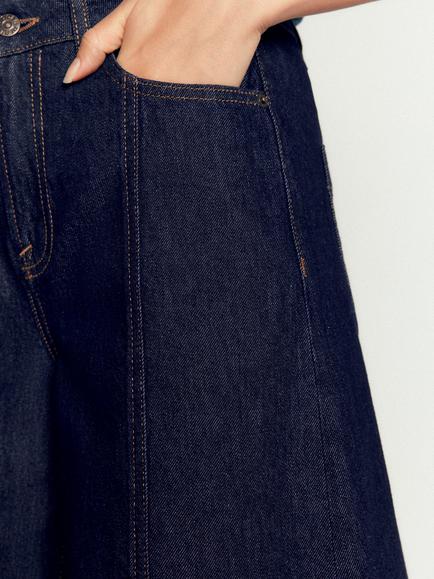 Boden Denim Wide Leg Culottes, Indigo - view 2, Indigo