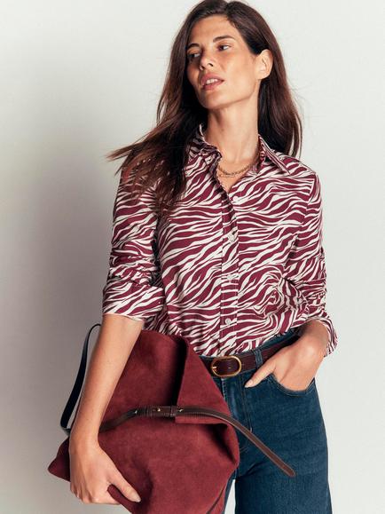 Boden Lottie Animal Long Sleeve Top, Chestnut, Chestnut