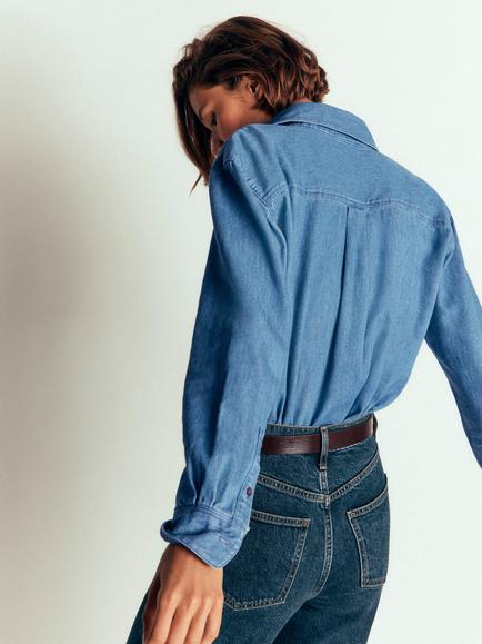 Boden Sienna Denim Crop Top, Light Denim - view 2, Light Denim