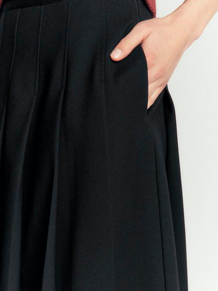 Boden Aya Ponte Pleated Knee Length Skirt containing LENZING™ ECOVERO™ Viscose, Black - view 2, Black