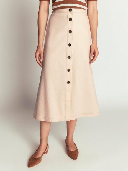 Boden Val Midi Skirt, Ecru, Ecru