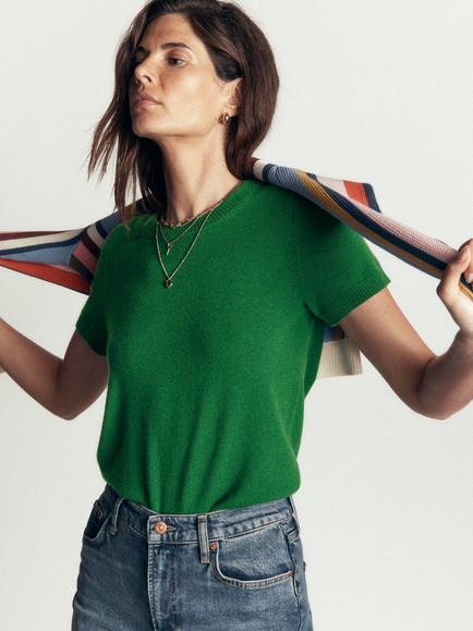 Boden Elsie Pure Cashmere Knitted T-Shirt, Fresh Green